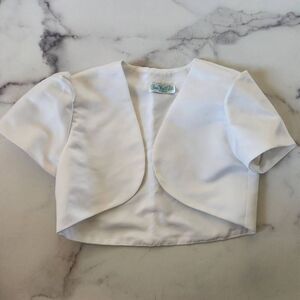 Swea Pea & Lilli girls L 10-12 white creamy formal cropped cover up short sleeve